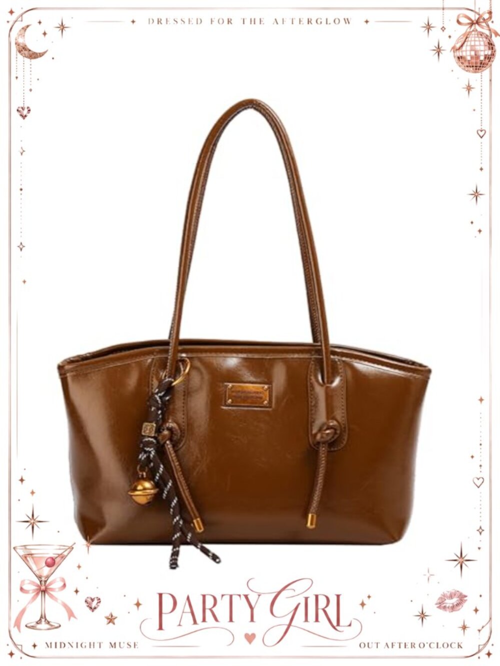 Synthetic Leather Shoulder Bag Retro Vegan Handbag with Zipper Closure